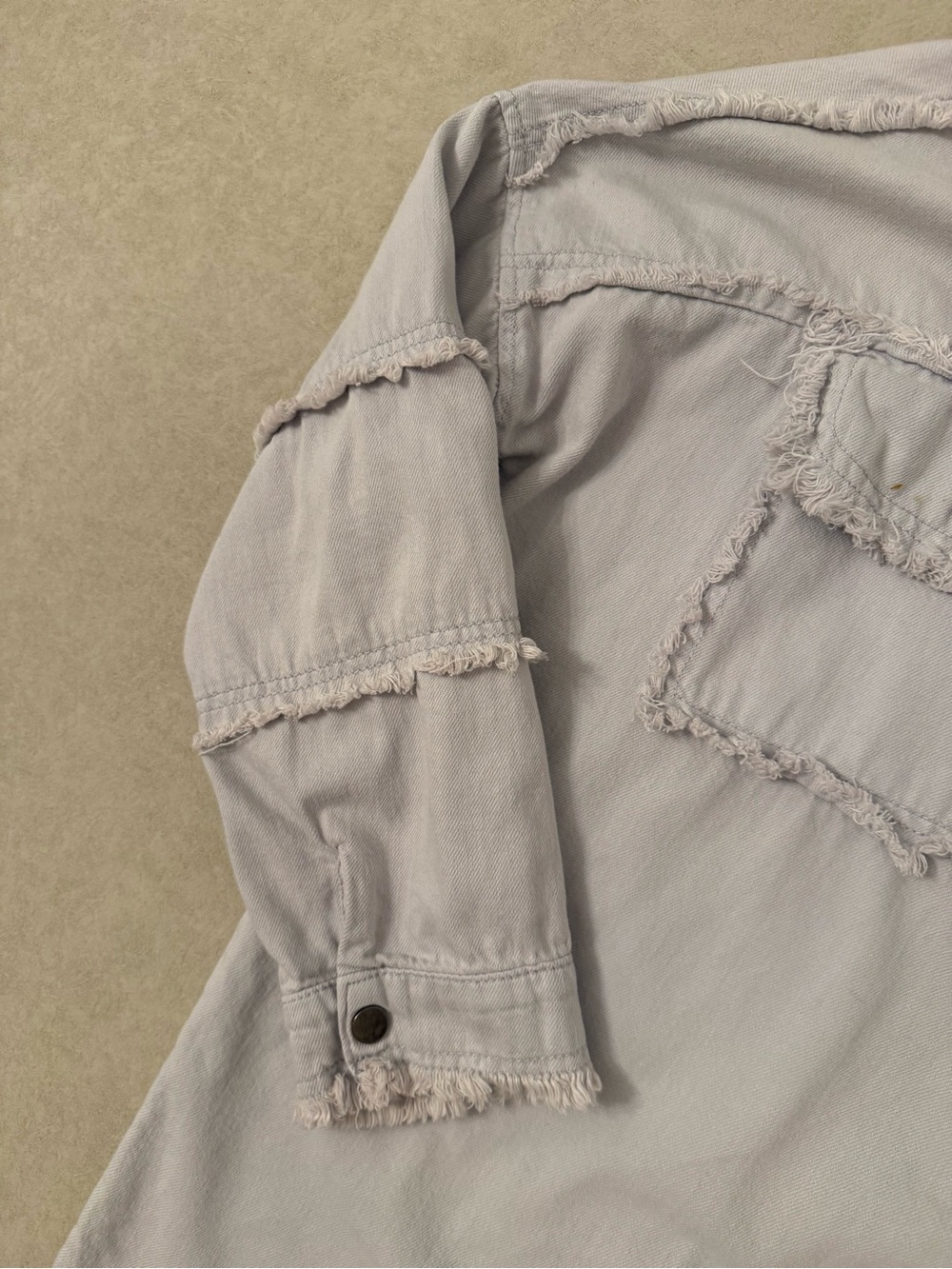 Elan Devan Rock & Roll Oversized Utility Shacket Gray Distressed Cotton Medium - Picture 14 of 16